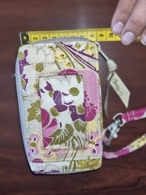 Floral Quilted Wristlet Card Holder - Pink, Olive, Cream